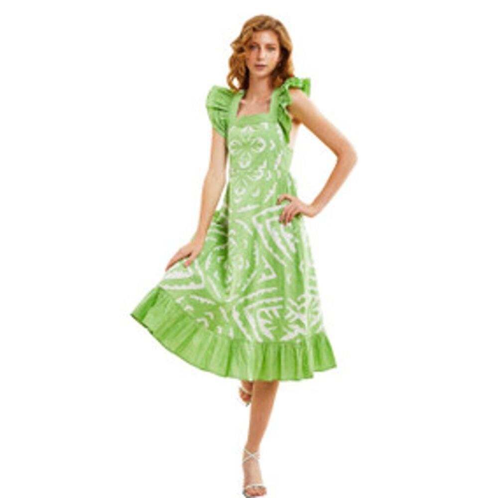 NEW Love the Label Arya Criss Cross Back Midi Dress Opaline Green Size: XS